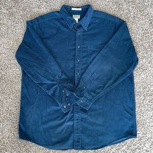 LL Bean Corduroy Shirt Mens XL Tall 100% Cotton Flannel Top, Navy